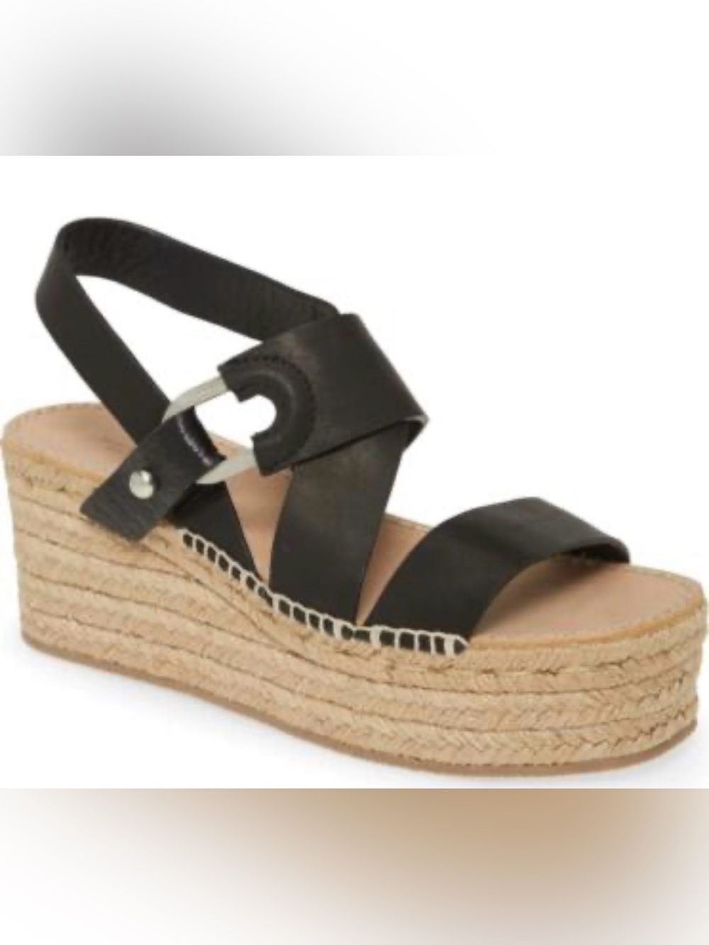 Rag & Bone August Espadrille Platform Wedge, Black Leather